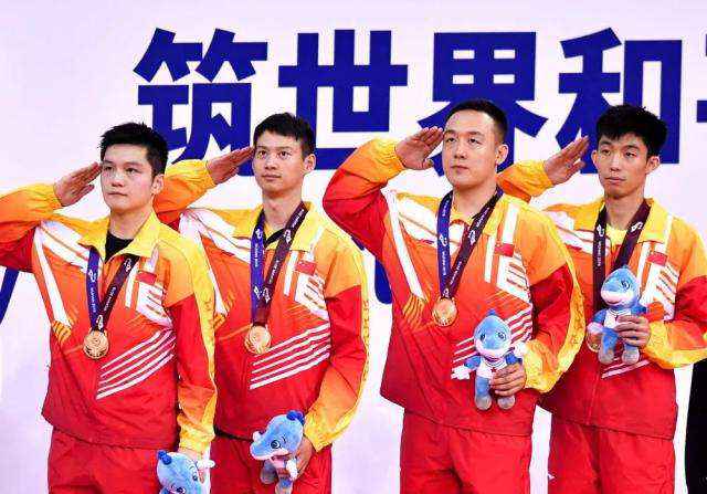 中国代表团首夺军运会乒乓球男团冠军