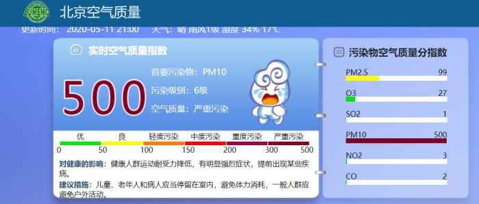  北京阵风达9级 沙尘致北京PM10指数爆表