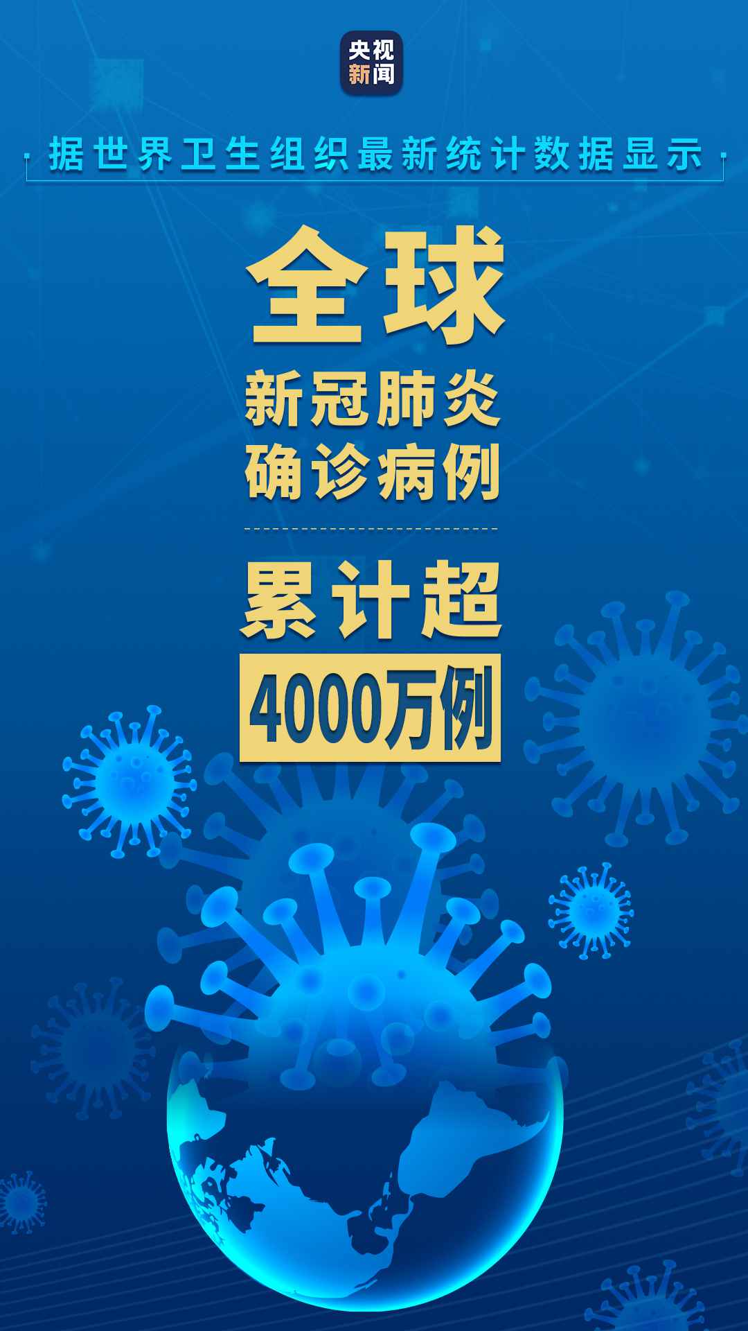 世卫组织：全球新冠肺炎确诊病例累计超4000万例